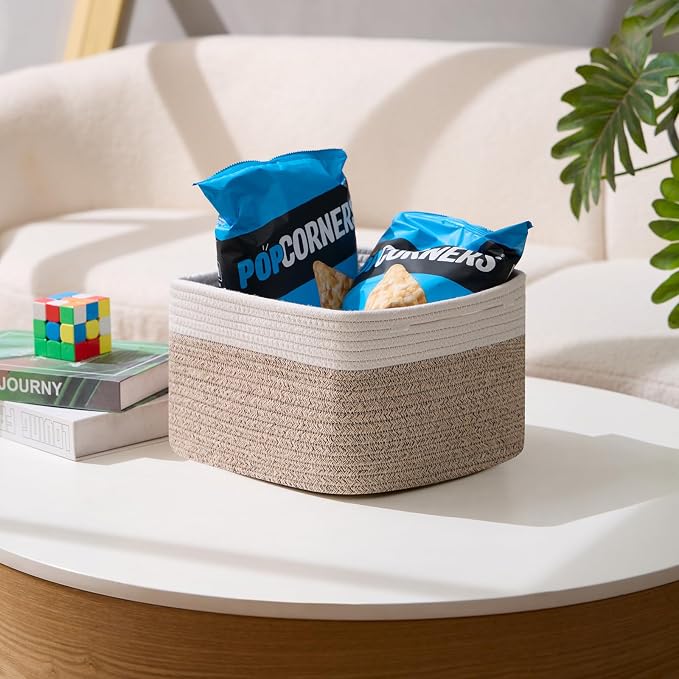 Small Organizing Baskets for Cubes Shelf, 9.7x9.7x7.1 Inch Rope Woven Storage - Image 5