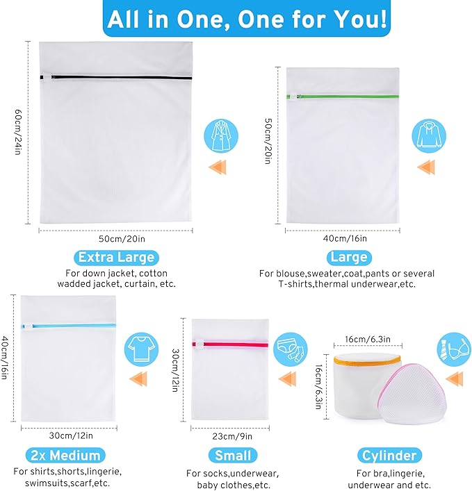 Ultimate 7 Pack 6 Size Mesh Laundry Bags Set - Image 2