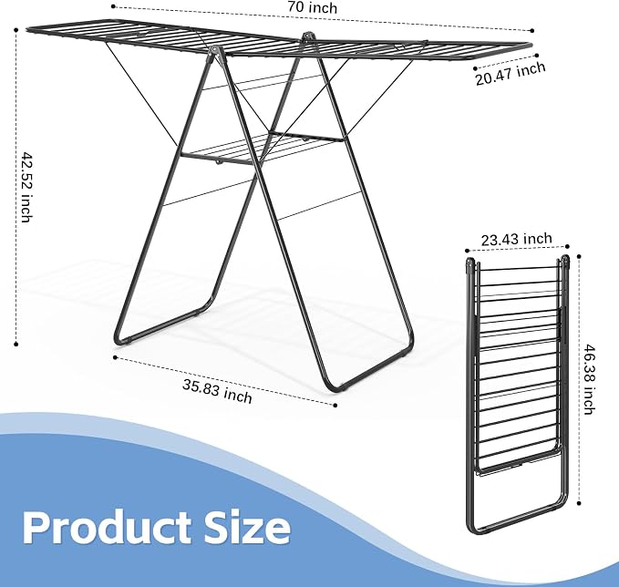 KINGBOARD Clothes Drying Rack Foldable, Drying Rack Clothing - Image 2