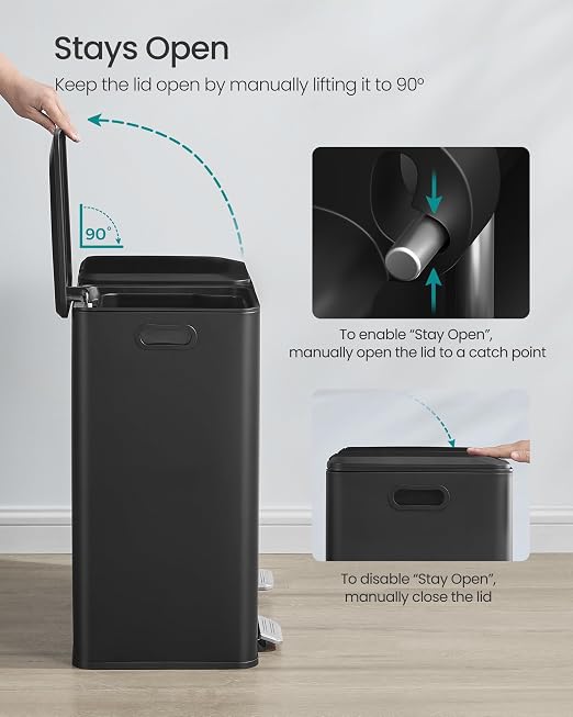 SONGMICS Trash Can, 2 x 8 Gallon Double Garbage Can - Image 4
