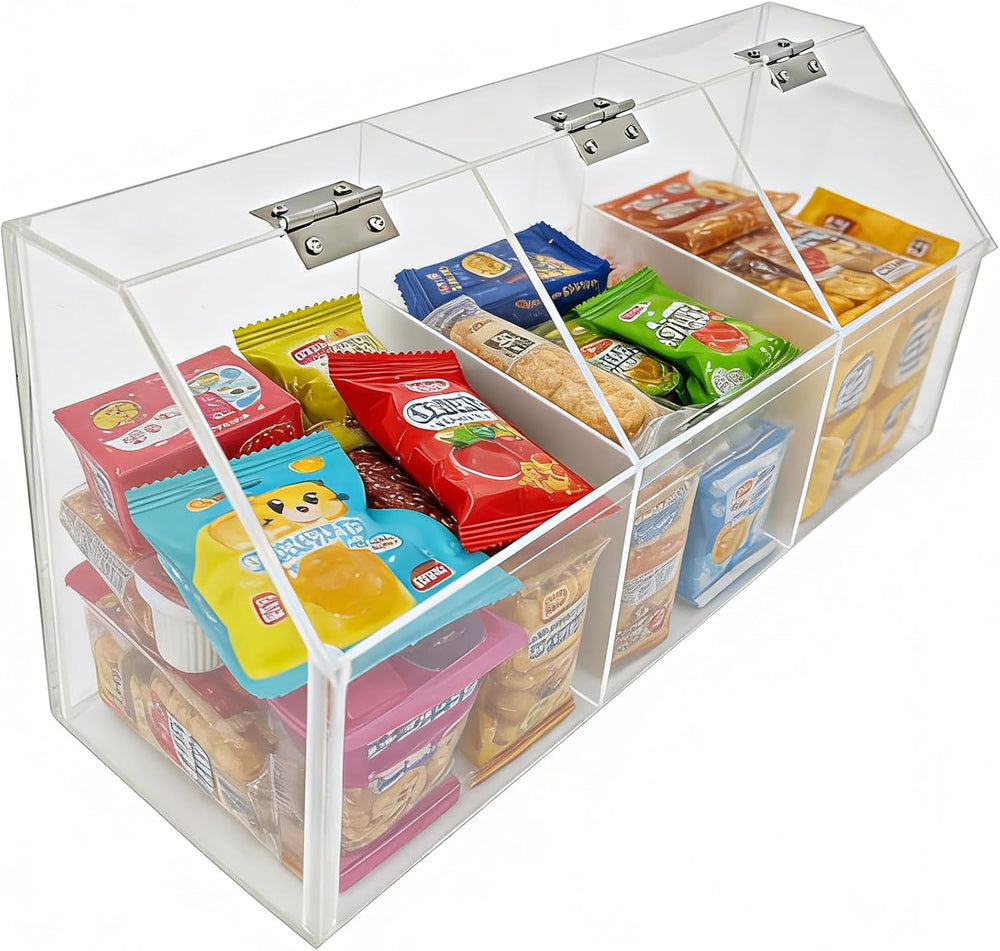 FixtureDisplays® Plaxiglass Clear Acrylic 3 Compartment Toppings Bin 15.5 X 7...