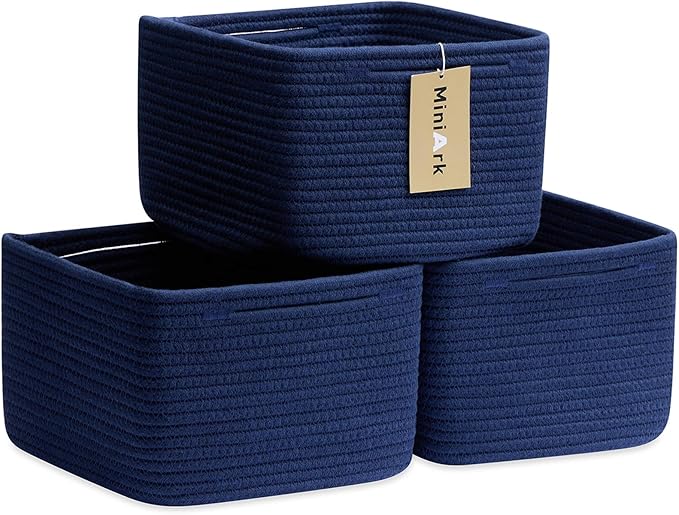 Small Organizing Baskets for Cubes Shelf, 9.7x9.7x7.1 Inch Rope Woven Storage by MiniArkStorageBasketsHome