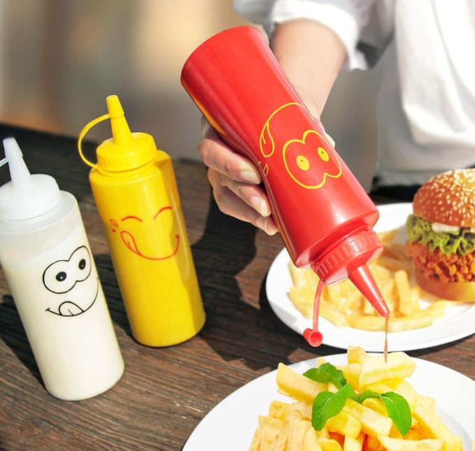 New Star Foodservice 28560 Smiley Faces Squeeze Bottle Set, and Clear, 12 oz - Image 7
