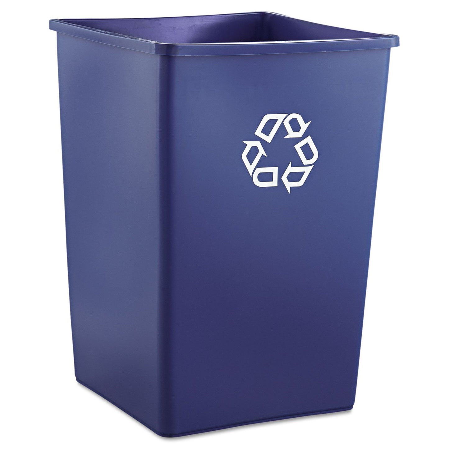 Rubbermaid Commercial Products 35-Gallon Untouchable Square Trash/Garbage Can for Offices/Stores/Restaurants, Blue Recycling