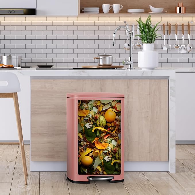 13.2 Gal Kitchen Trash Can, 50L Recycling or Garbage Bin, Brushed Stainless - Image 4