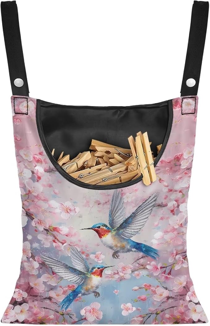 2 Pcs Pin Bag, Hummingbird Print Clothes Pin Hanging Bag Clothespin Storage by Unknown