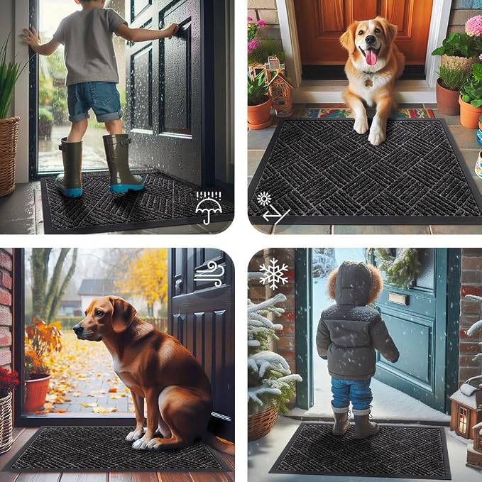Smiry Front Door Mat Outside Entrance, Heavy Duty Outdoor Indoor Natural Rubber - Image 7