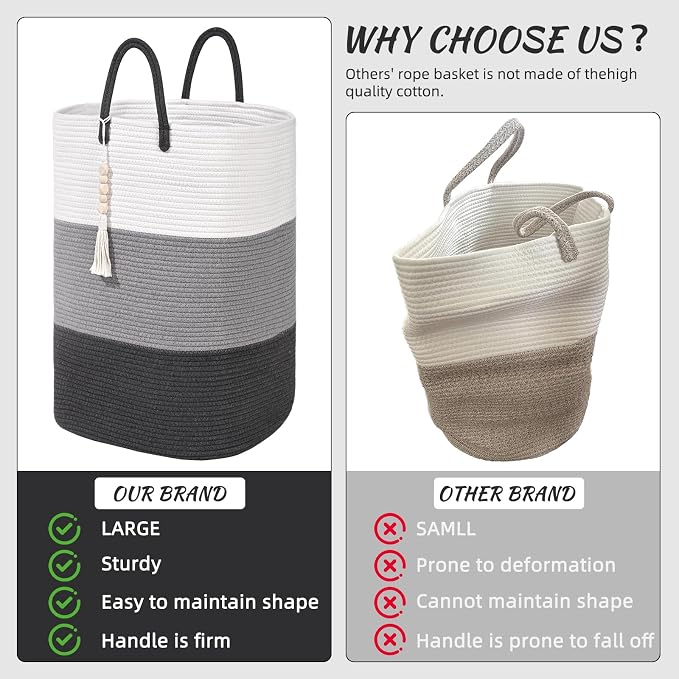 Woven Laundry Basket for Clothes, 100 L Large Rectangle Laundry Hampers - Image 6