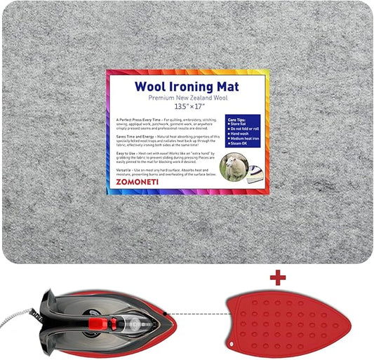 ZOMONETI 17" x 13.5" Wool Pressing Mat 100% New Zealand Felted Wool Ironing Mat by ZOMONETI