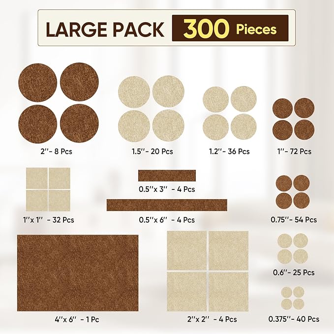 BALEINE 300PCS Felt Furniture Pads, Scratch-Reducing Floor Protectors - Image 2