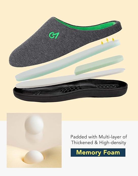 VeraCosy Men's Two-Tone Memory Foam House Slippers Indoor Outdoor Durable - Image 6