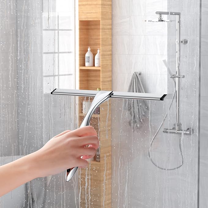 Shower Squeegee for Glass Door 12-Inch Stainless Steel Bathroom Squeegee Window - Image 6