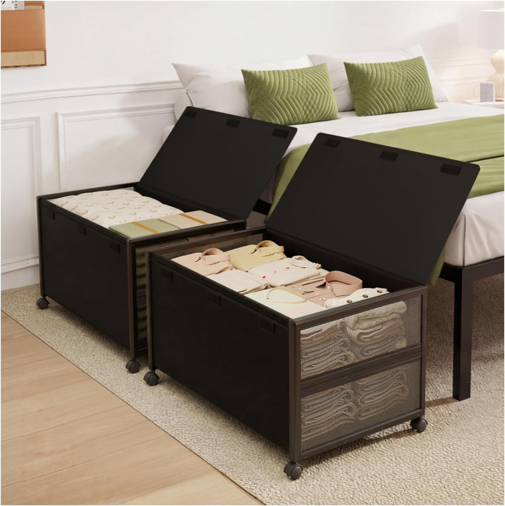 Fokyfok 2Pack Under Bed Storage Containers,16 inch Height,31 inch Long