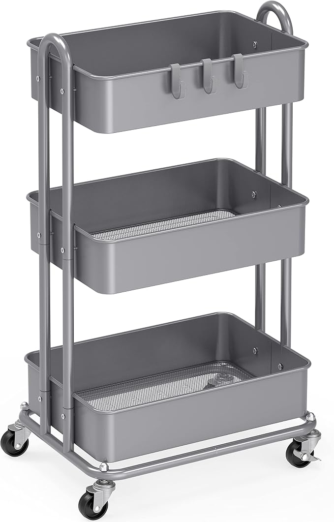 Simple Houseware 3-Tier Heavy Duty Metal Utility Rolling Cart by SimpleHouseware