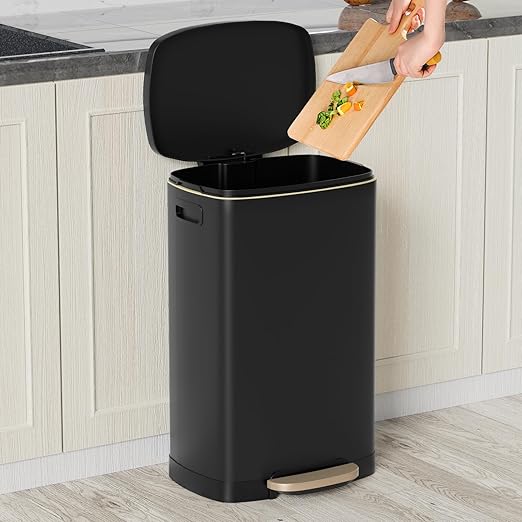 13 Gallon Trash Can with Lid, 50L Fingerprint Proof Stainless Steel Kitchen - Image 2