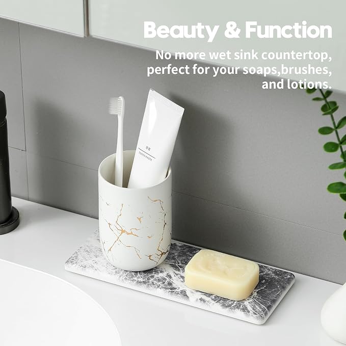 2PCS Bathroom Sink Vanity Trays, Water Absorbing Diatomite Stone Quick Drying - Image 5