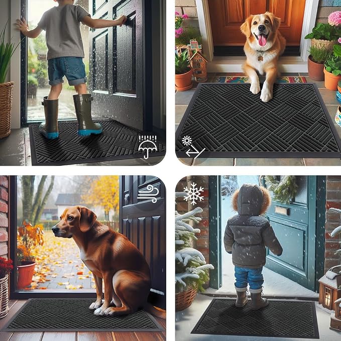 Smiry Front Door Mat Outside Entrance, Heavy Duty Outdoor Indoor Natural Rubber - Image 7