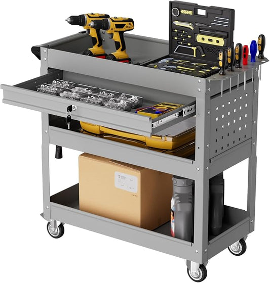 3-Tier Rolling Tool Cart with Drawers, Heavy Duty Utility Storage Cart with by Unknown