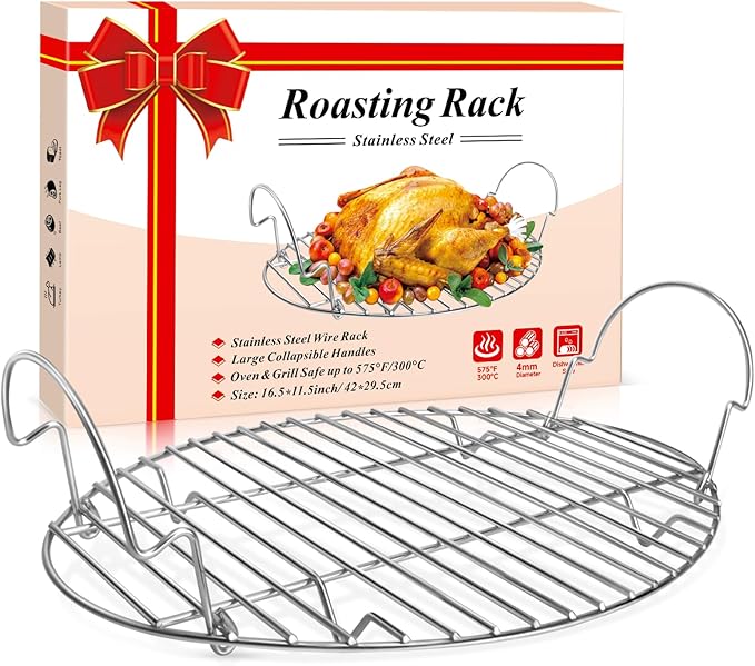16.5inch Oval Roasting Rack for Oven, Gifts for Mom Men Wife, Stainless Steel by DePango