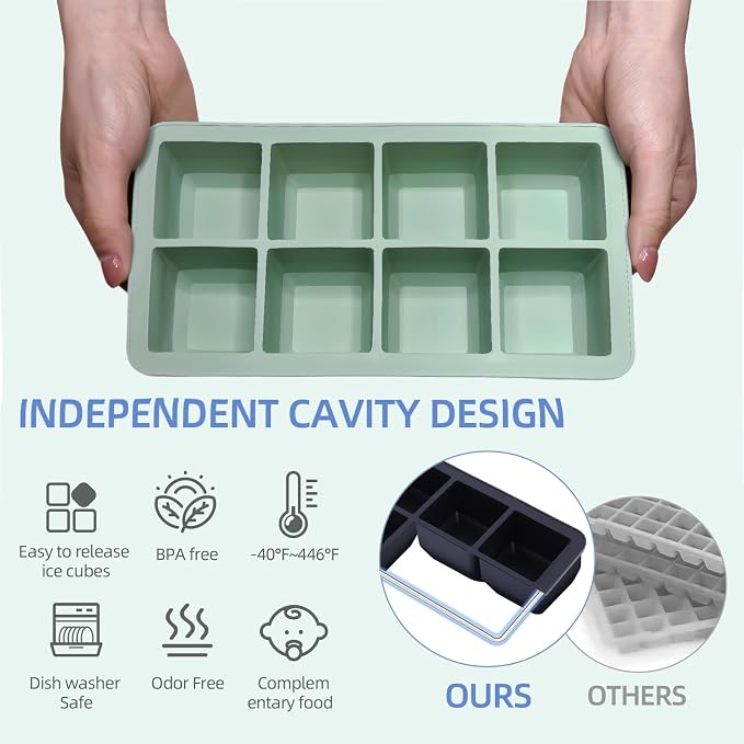 2 Pack Silicone 2 Inch Large Ice Cube Molds - Image 2