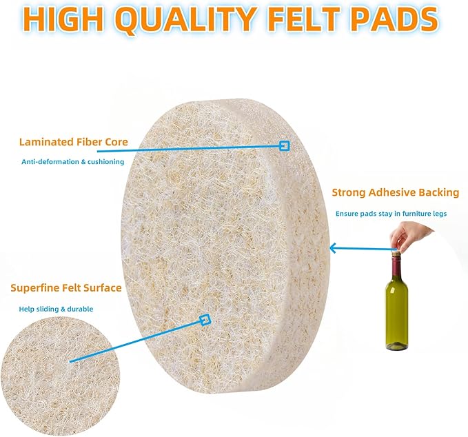 Furnigear Felt Furniture Pads for Hardwood Floors - Image 4