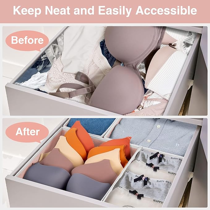 8 Pack Underwear Drawer Organizer, Drawer Organizer Clothes, Foldable Cloth - Image 2
