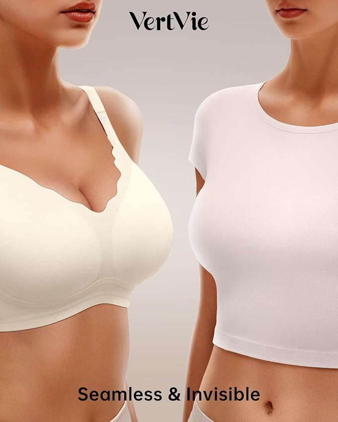 Vertvie Womens Seamless Bras No Underwire Supportive Wireless Push Up Full - Image 4