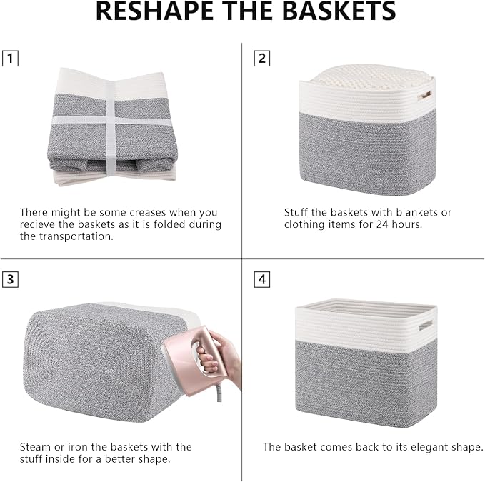 OIAHOMY Storage baskets for Shelf, Toy Storage Basket, Collapsible Storage Bins - Image 7