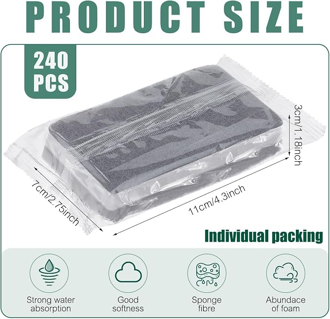 Tanlade 240 Pcs Individually Wrapped Sponge Dishwashing Sponge Bulk Non Scratch - Image 2