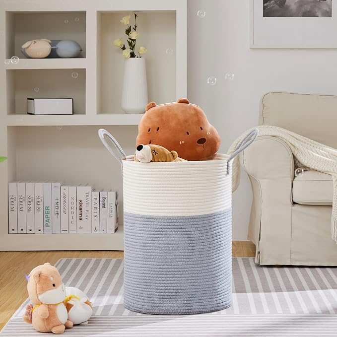 VIPOSCO Large Laundry Hamper, Tall Woven Rope Storage Basket - Image 2