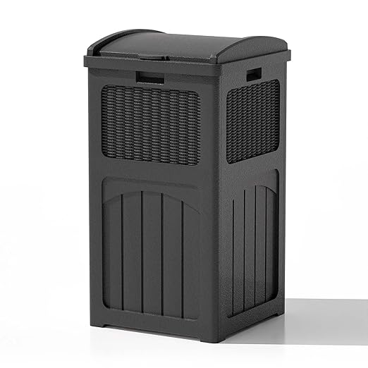 Patiowell 36 Gallon Outdoor Trash Can, Resin Outdoor Garbage Can by Patiowell