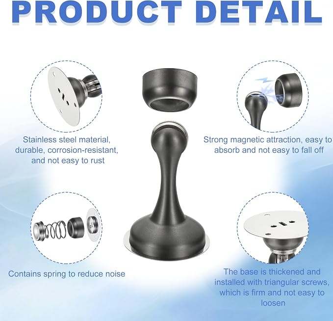 uxcell Magnetic Door Stopper, Stainless Steel Heavy Duty Door Holder, No - Image 3