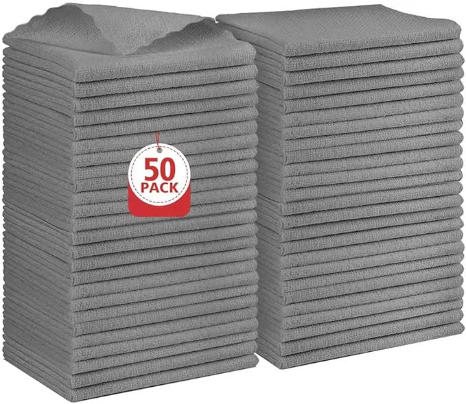 Orighty Grey Microfiber Cleaning Cloth, 50 Pack Highly Absorbent Cleaning by AllRightinOrighty