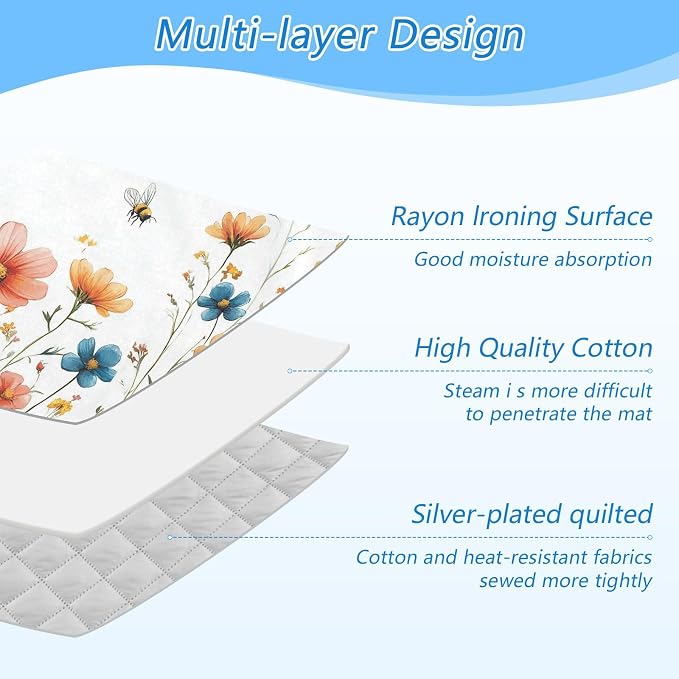 Yellow Wildflower Bees White Ironing Mat - Image 4