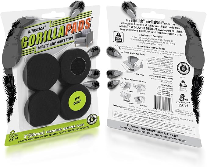 Slipstick GorillaPads CB144 Non Slip Furniture Pads/Grippers Furniture Feet - Image 2