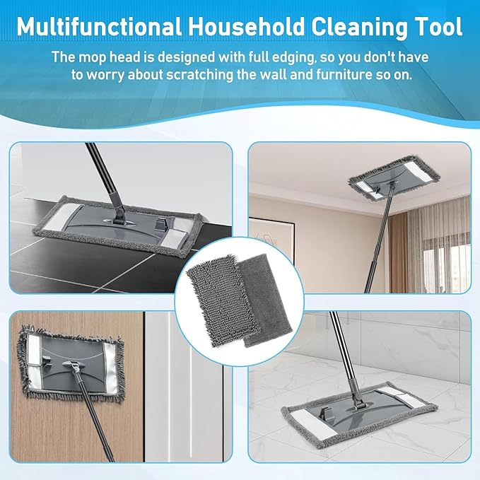 Wall Cleaner Mop Replacement Head, 2 Pack Chenille Reusable Dust Mop Pads - Image 3