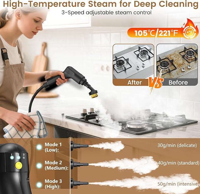 2500W Handheld Steam Cleaner, 3-Level Adjustable Steam Cleaner - Image 5