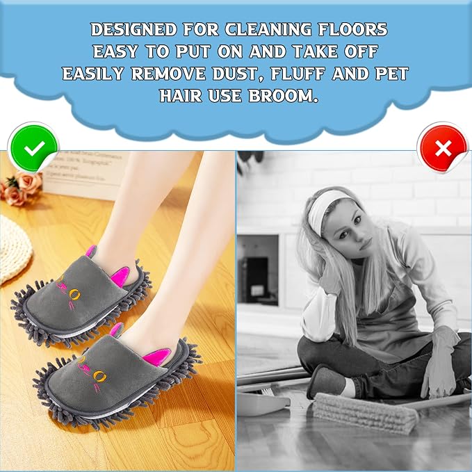 Warm Microfiber Slippers Floor Dust Dirt Hair Mop Slippers Shoes Anti-slip - Image 2