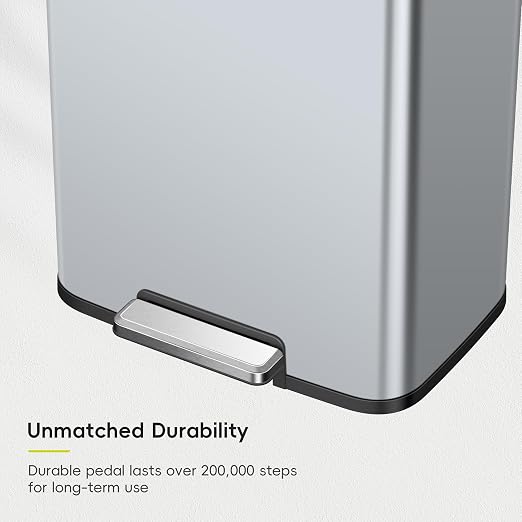 EKO Madison Matte Grey Stainless Steel 50 Liter/13.2 Gallon Step Trash Can - Image 5