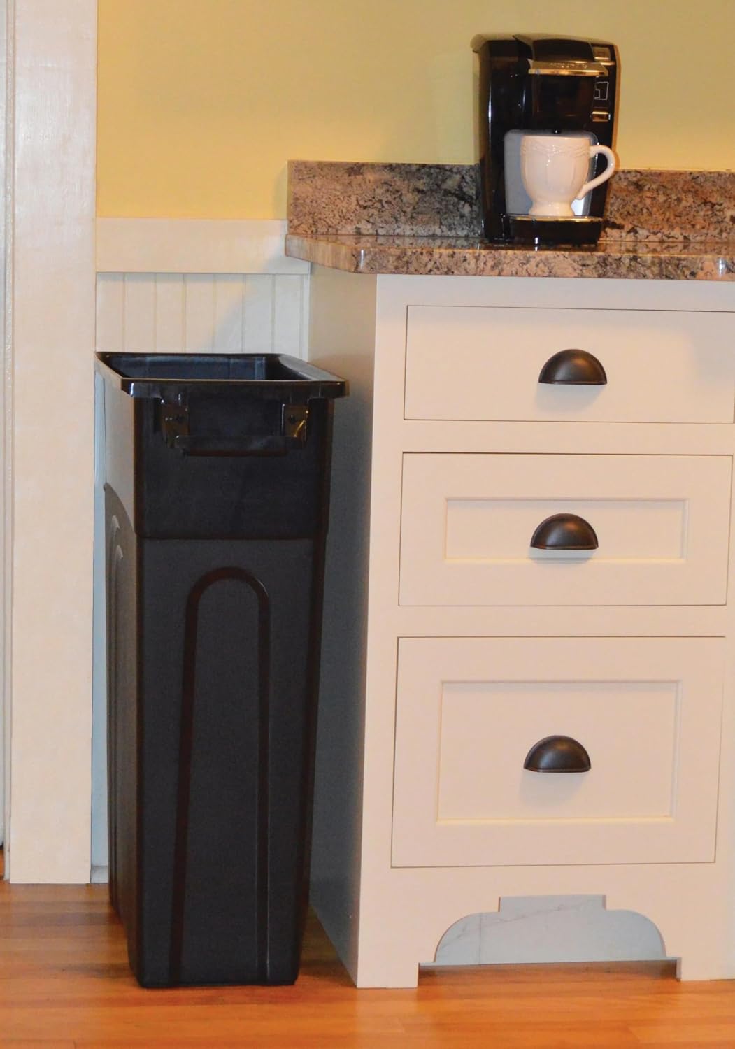 23 Gallon Heavy Duty Narrow Tall Plastic Garbage Container – Black, Space-Saving, Easy Bag Removal, 46lb Capacity