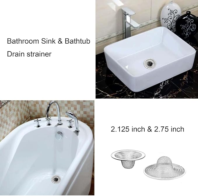 25PCS Bathroom Mesh Sink Drain Strainer, 2.75" & 2.125'' Stainless Steel Slop - Image 4