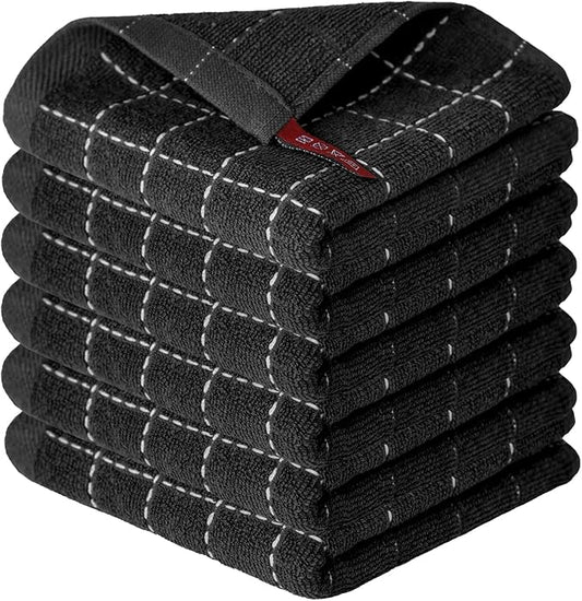Artoid Mode Checkered Designed Cotton Black Terry Kitchen Dish Cloths, 12x12 by ArtoidMode