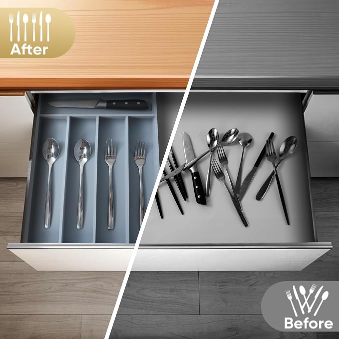 Silverware Organizer, 2 Pack 10 Inch Utensil Organizer Kitchen Drawer Organizer - Image 4