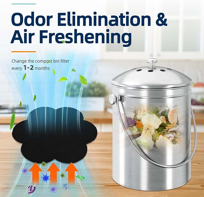 Stick-on Compost Bin Odor Filter: Activated Charcoal Deodorizer Sheets - Image 4