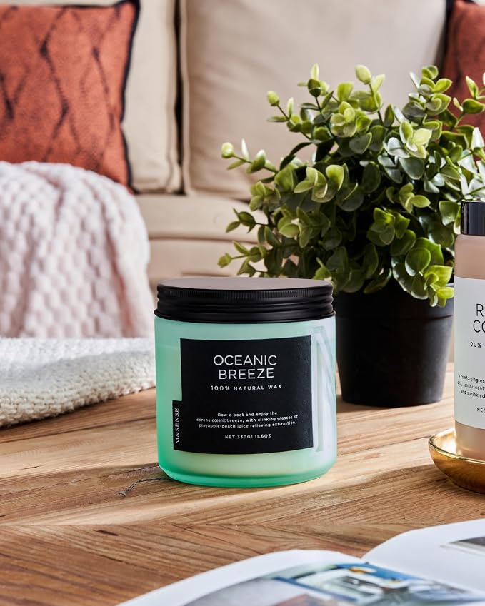 M&SENSE Candle Oceanic Breeze Scented, 11.6oz 70 Hour Long Lasting 2 Wick - Image 7