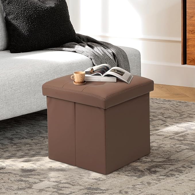 Athena Collection 15" Storage Ottoman Bench Folding Bench - Image 2