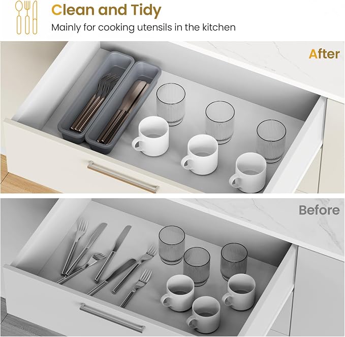 2 Pack Silicone Silverware Drawer Organizer, DIY Free Combination Kitchen - Image 7