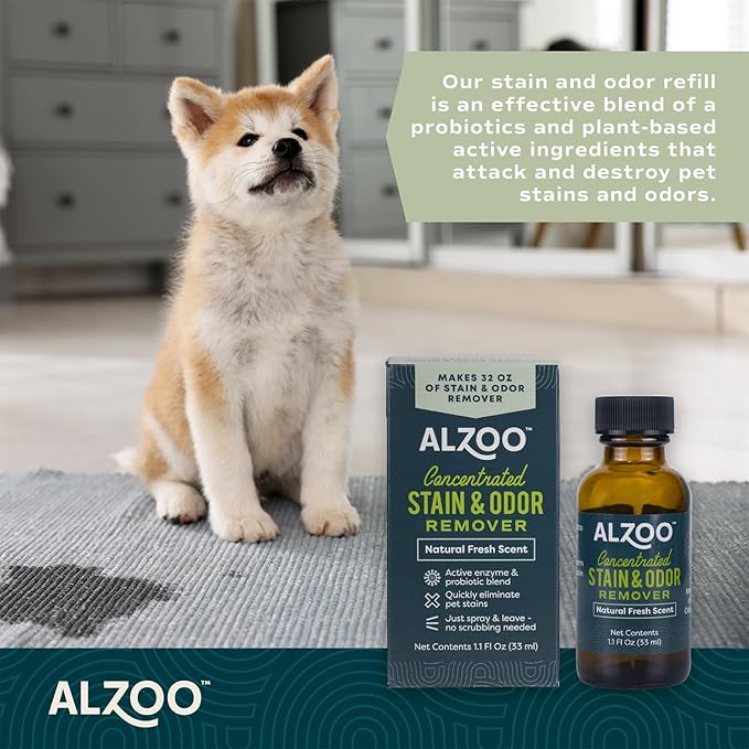 ALZOO Concentrated Stain & Odor Remover Refill Bottle, 100% Plant-Based Active - Image 4