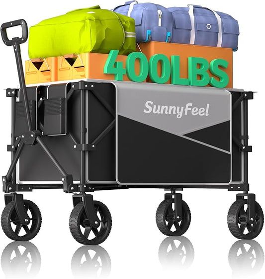 SunnyFeel Heavy Duty Collapsible Outdoor Utility Wagon Cart 400LB Capacity by SunnyFeelCamping