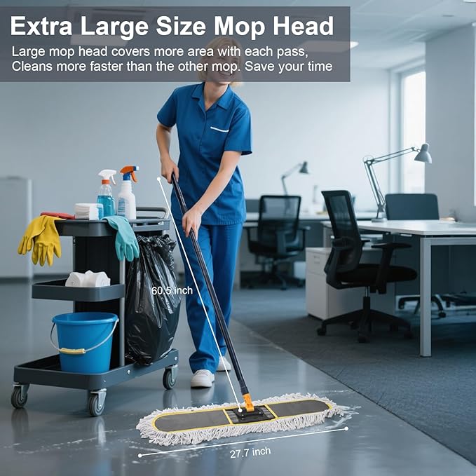 24" Commercial Dust Mop for Floor Cleaning, Heavy Duty Floor Duster Sweeper - Image 2